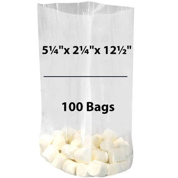 Clear Gusseted Poly Bags Size:5.25 Inch x 2.25 Inch x 12.5 Inch thickness: 1.5 Mil